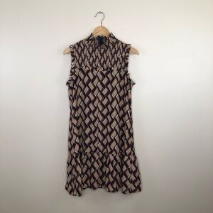 THML geometric ruched neck shift dress size large